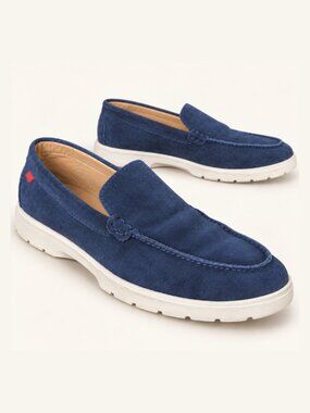 Marc Joseph New York Mens 8.5 Navy Suede Leather Loafers Made in Brazil Slip On